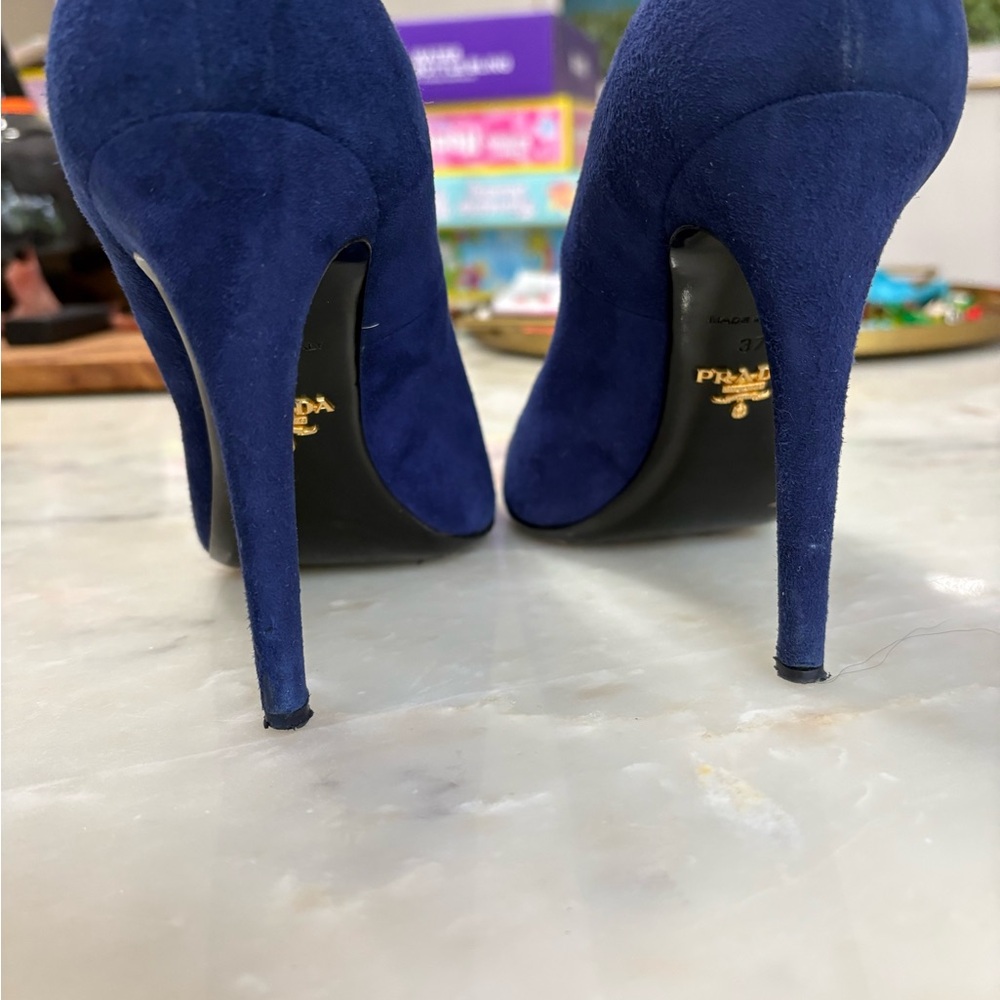Prada Women's Navy Suede Heels - Picture 4 of 4